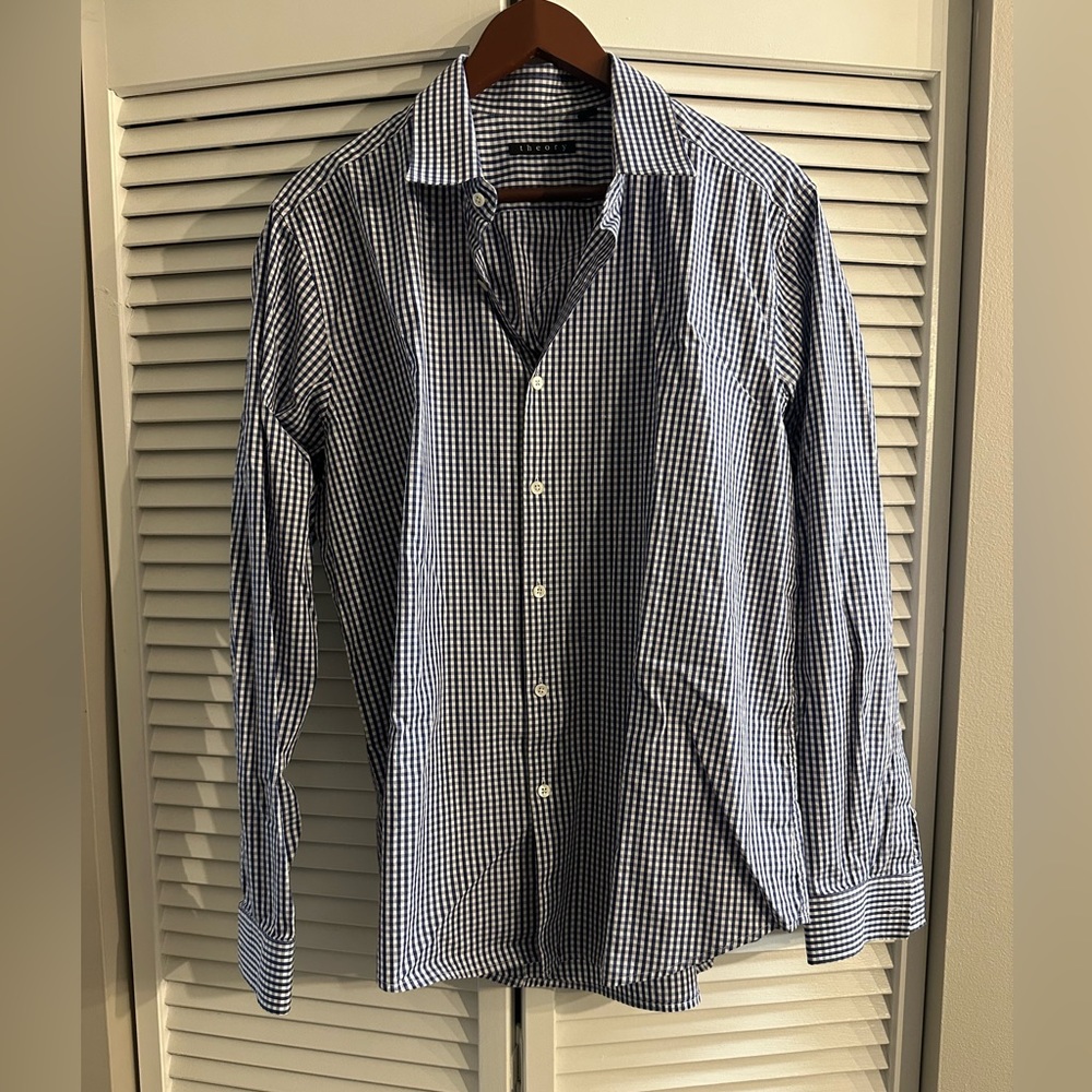 Theory Mens Checkered Dress Shirt